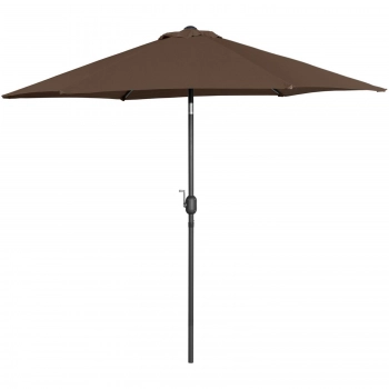 Parasol ogrodowy tarasowy okrągły uchylny z korbką śr. 270 cm brązowy