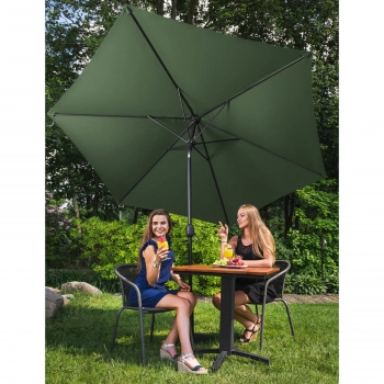 Parasol ogrodowy tarasowy okrągły uchylny z korbką śr. 270 cm zielony