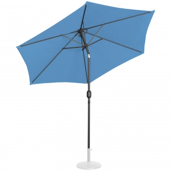 Parasol ogrodowy tarasowy okrągły uchylny z korbką śr. 270 cm niebieski