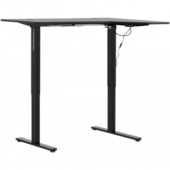 Biurko narożne z regulacją wysokości elektryczne 140 x 90 cm wys. 720 - 1200 mm czarne