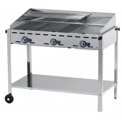 Grill gazowy "Green Fire" 3 palniki 17,4kW z osłoną i półką - Hendi 149591