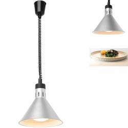 Lampa do podgrzewania potraw - wisząca stożkowa srebrna 250W