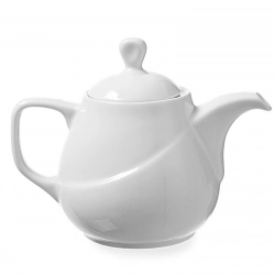 Dzbanek imbryk z białej porcelany do zaprzania herbaty EXCLUSIV 0.8L zestaw 6szt. - Hendi 328415