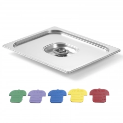Pokrywka do pojemnika GN z kolorowymi klipsami Haccp GN2/3 354x325mm stal nierdzewna - Hendi 805213