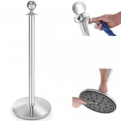Słupek odgradzający stalowy chromowany wys. 93cm - srebrny