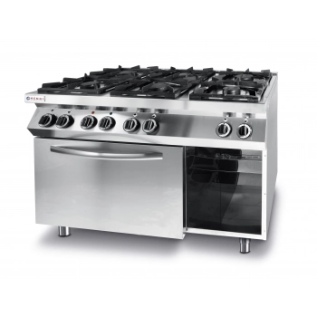 Kuchnia gazowa 6 palników z piekarnikiem elektrycznym GN1/1 Kitchen Line - Hendi 225899