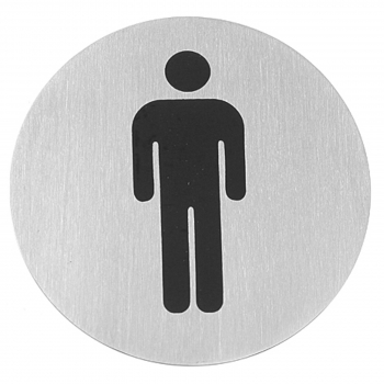 Tabliczka informacyjna samoprzylepna na drzwi WC MEN stal nierdzewna śr. 75mm - Hendi 663608