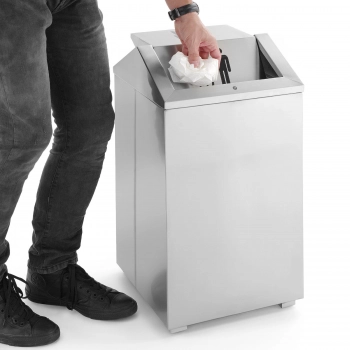 Kosz na śmieci stojący ze stali nierdzewnej z pokrywą obrotową 43L