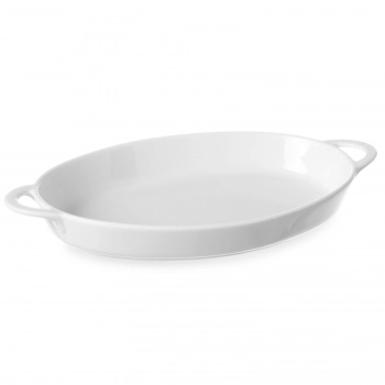 Półmisek do zapiekania owalny z uchwytami 270x180x40mm biała porcelana - Hendi 784020