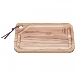 Deska do krojenia z wycięciem z drewna tekowego Churrasco 400x240x18 mm