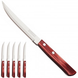 Nóż stołowy do steków pizzy Churrasco w blistrze zestaw 6 szt. dł. 215 mm