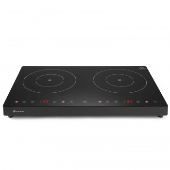 Kuchenka indukcyjna nastawna z panelem dotykowym 2 pola grzewcze Black Line śr. 22 cm 3500 W - Hendi 239414