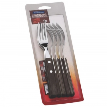 Widelec stołowy do pizzy steków z drewnianym uchwytem Churrasco zestaw 6 szt. dł. 200 mm