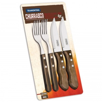 Zestaw sztućców nóż widelec stołowy do steków Churrasco JUMBO w blistrze 4 szt.