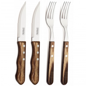 Zestaw sztućców nóż widelec stołowy do steków Churrasco JUMBO w blistrze 4 szt.