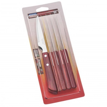 Nóż do steków ząbkowany nierdzewny Churrasco Spanish Style 6 szt. dł. 220 mm czerwony
