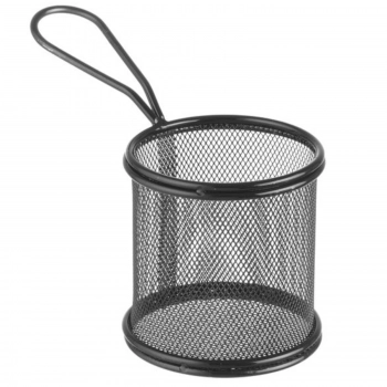 Koszyk do serwowania smażonych przekąsek frytek z uchwytem okrągły 90x90x90 mm - Hendi 425633