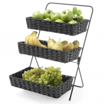 Stojak na owoce warzywa z koszami 3-poziomowy nierdzewny 320x215x600 mm - Hendi 426272