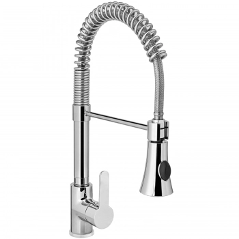 Bateria umywalkowa z wyciąganym prysznicem jednootworowa nierdzewna wys. 445 mm - Hendi 810170