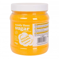 Kolorowy cukier do waty cukrowej żółty o smaku bananowym 1kg