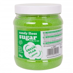 Kolorowy cukier do waty cukrowej zielony o smaku gruszkowym 1kg