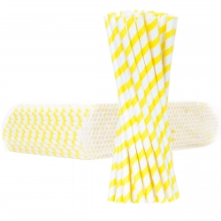 Słomki papierowe BIO ekologiczne PAPER STRAWS 6/205mm - biało-żółte 500szt.