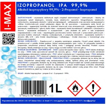 Alkohol izopropylowy Izopropanol IPA I-MAX 99,9% 1L