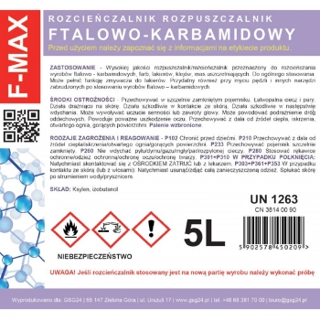 Rozcieńczalnik ftalowo-karbamidowy do farb i lakierów F-MAX 5L