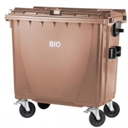 Bio kontener pojemnik na odpady BIO śmieci i odpadki spożywcze ATEST - brązowy 770L