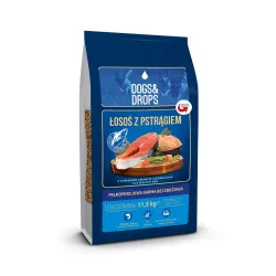 Dogs&Drops Łosoś z pstrągiem i szparagami karma sucha dla małego psa 11.5 kg