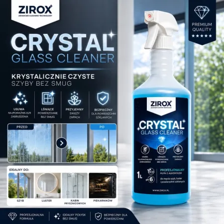 ZIROX Crystal Glass Cleaner — profesjonalny płyn do mycia szyb bez smug | biodegradowalny, pH 6, ECO