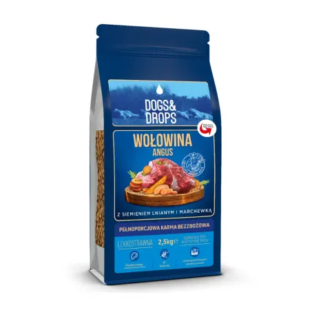 Dogs&Drops Karma sucha z wołowina Angus z batatami i marchewką [D] 2.5 kg